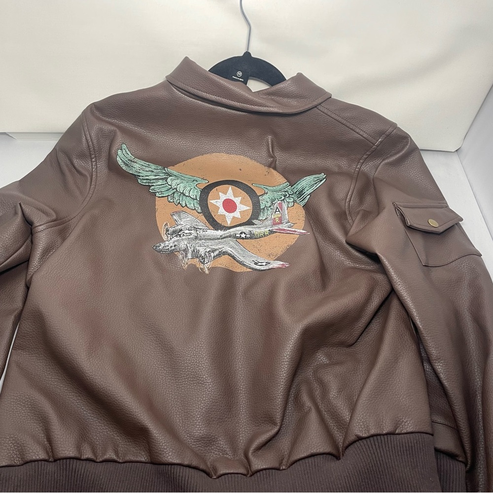 Marvel jacket great deal for Marvel fan Brown Leather with printed design.